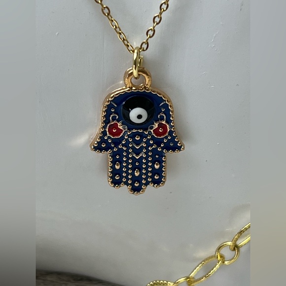 Gold Stylish Evil Eye Necklace Set - Trendy Boho Chic Layered Necklace - Picture 7 of 16